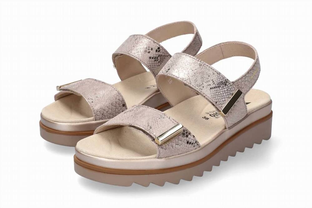 NEW MEPHISTO women's dominica platform sandals in light taupe boa